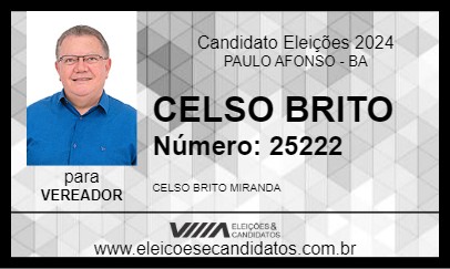 Candidato CELSO BRITO 2024 - PAULO AFONSO - Eleições