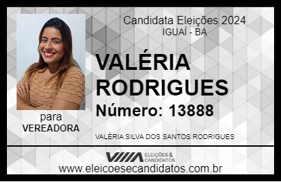 Candidato VALÉRIA RODRIGUES 2024 - IGUAÍ - Eleições