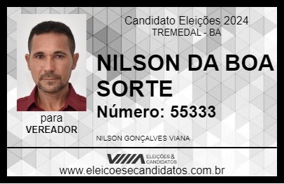 Candidato NILSON DA BOA SORTE 2024 - TREMEDAL - Eleições