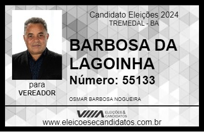 Candidato BARBOSA DA LAGOINHA 2024 - TREMEDAL - Eleições