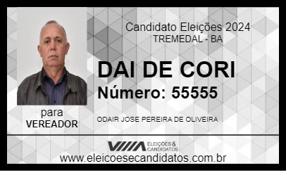 Candidato DAI DE CORI 2024 - TREMEDAL - Eleições