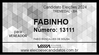 Candidato FABINHO 2024 - TREMEDAL - Eleições