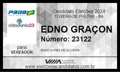 Candidato EDNO GARÇON 2024 - TEIXEIRA DE FREITAS - Eleições