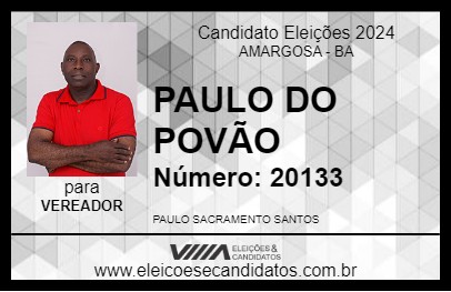 Candidato PAULO DO POVÃO 2024 - AMARGOSA - Eleições