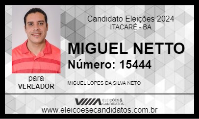 Candidato MIGUEL NETTO 2024 - ITACARÉ - Eleições