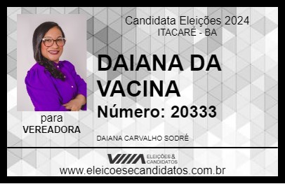 Candidato DAIANA DA VACINA 2024 - ITACARÉ - Eleições