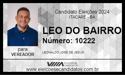 Candidato LEO DO BAIRRO 2024 - ITACARÉ - Eleições