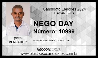 Candidato NEGO DAY 2024 - ITACARÉ - Eleições