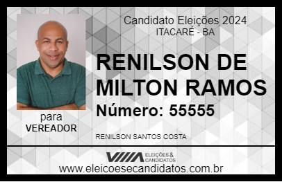 Candidato RENILSON DE MILTON RAMOS 2024 - ITACARÉ - Eleições