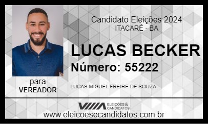 Candidato LUCAS BECKER 2024 - ITACARÉ - Eleições