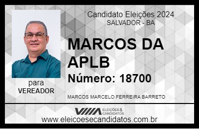 Candidato MARCOS DA APLB 2024 - SALVADOR - Eleições