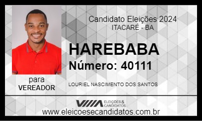 Candidato HAREBABA 2024 - ITACARÉ - Eleições