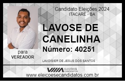 Candidato LAVOSE DE CANELINHA 2024 - ITACARÉ - Eleições