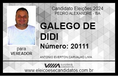 Candidato GALEGO DE DIDI 2024 - PEDRO ALEXANDRE - Eleições