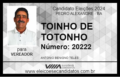 Candidato TOINHO DE TOTONHO 2024 - PEDRO ALEXANDRE - Eleições