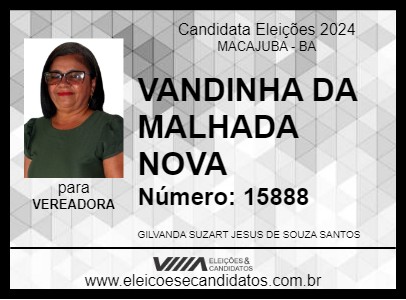 Candidato VANDINHA DA MALHADA NOVA 2024 - MACAJUBA - Eleições