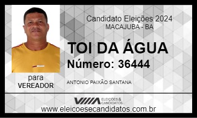 Candidato TOI DA ÁGUA 2024 - MACAJUBA - Eleições