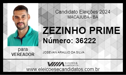 Candidato ZEZINHO PRIME 2024 - MACAJUBA - Eleições