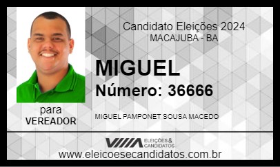 Candidato MIGUEL 2024 - MACAJUBA - Eleições