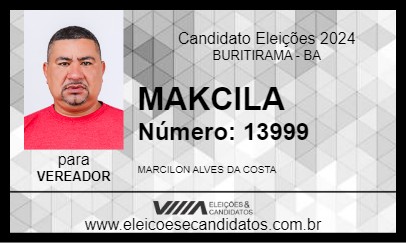 Candidato MAKCILA 2024 - BURITIRAMA - Eleições