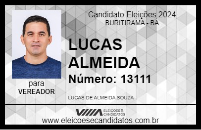 Candidato LUCAS ALMEIDA 2024 - BURITIRAMA - Eleições