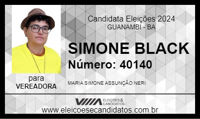 Candidato SIMONE BLACK 2024 - GUANAMBI - Eleições