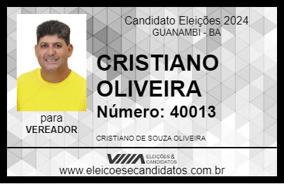 Candidato CRISTIANO OLIVEIRA 2024 - GUANAMBI - Eleições