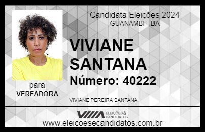 Candidato VIVIANE SANTANA 2024 - GUANAMBI - Eleições