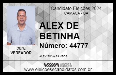 Candidato ALEX DE BETINHA 2024 - CAMACÃ - Eleições