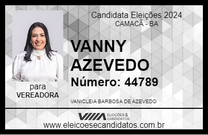 Candidato VANNY AZEVEDO 2024 - CAMACÃ - Eleições