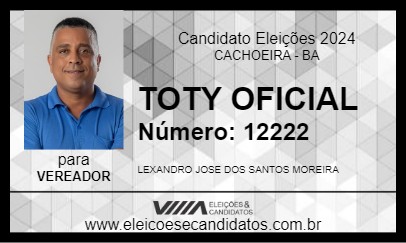 Candidato TOTY OFICIAL 2024 - CACHOEIRA - Eleições