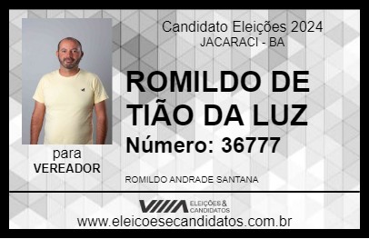 Candidato ROMILDO DE TIÃO DA LUZ 2024 - JACARACI - Eleições