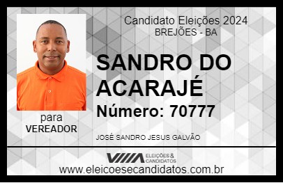 Candidato SANDRO DO ACARAJÉ 2024 - BREJÕES - Eleições