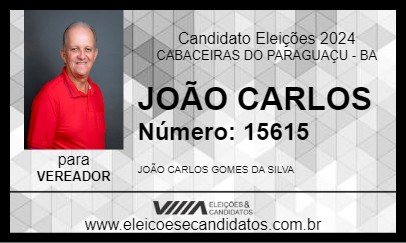 Candidato JOÃO CARLOS  2024 - CABACEIRAS DO PARAGUAÇU - Eleições