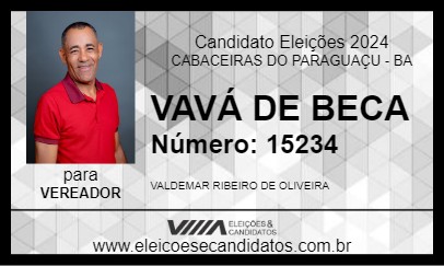 Candidato VAVÁ DE BECA 2024 - CABACEIRAS DO PARAGUAÇU - Eleições