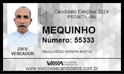 Candidato MEQUINHO 2024 - IPECAETÁ - Eleições