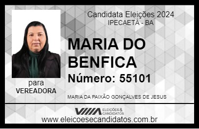 Candidato MARIA DO BENFICA 2024 - IPECAETÁ - Eleições