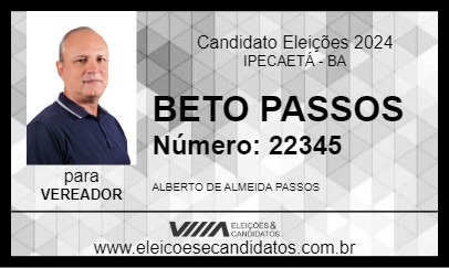 Candidato BETO PASSOS 2024 - IPECAETÁ - Eleições