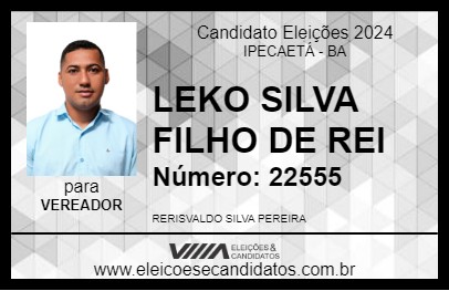 Candidato LEKO SILVA FILHO DE REI 2024 - IPECAETÁ - Eleições