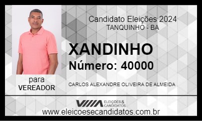 Candidato XANDINHO 2024 - TANQUINHO - Eleições