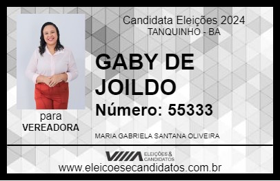 Candidato GABY DE JOILDO 2024 - TANQUINHO - Eleições