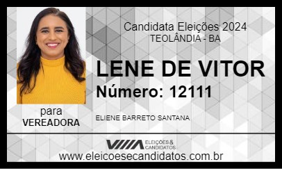 Candidato LENE DE VITOR 2024 - TEOLÂNDIA - Eleições