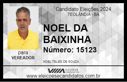 Candidato NOEL DA BAIXINHA 2024 - TEOLÂNDIA - Eleições