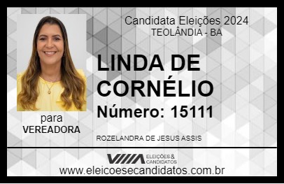 Candidato LINDA DE CORNÉLIO 2024 - TEOLÂNDIA - Eleições