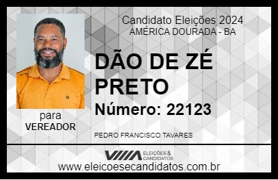 Candidato DÃO DE ZÉ PRETO 2024 - AMÉRICA DOURADA - Eleições