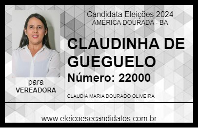 Candidato CLAUDINHA DE GUEGUELO 2024 - AMÉRICA DOURADA - Eleições