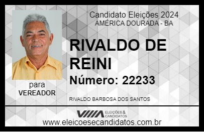 Candidato RIVALDO DE REINI 2024 - AMÉRICA DOURADA - Eleições