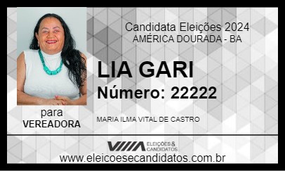 Candidato LIA GARI 2024 - AMÉRICA DOURADA - Eleições