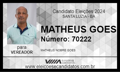 Candidato MATHEUS GOES 2024 - SANTA LUZIA - Eleições