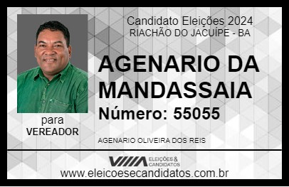 Candidato AGENARIO DA MANDASSAIA 2024 - RIACHÃO DO JACUÍPE - Eleições